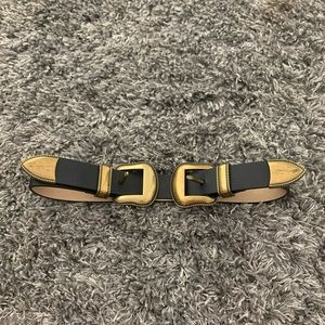 Vince camuto double buckle black and gold belt